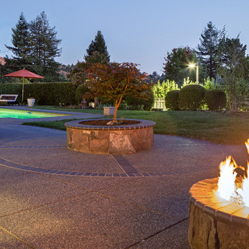 Pool and patio with fire pit