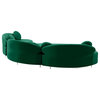 Vivacious Velvet Upholstered 3-Piece Sectional, Green