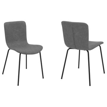 Gillian Light Gray Fabric and Metal Dining Room Chairs, Set of 2