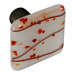 CKP - Art Glass Knob, Red Confetti, Oil-Rubbed Bronze Base - Cabinet And Drawer Knobs