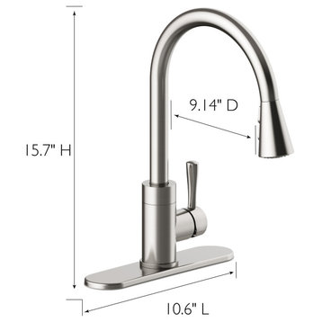 Design House 595140 Baylor 1.8 GPM 1 Hole Kitchen Faucet - Satin Nickel