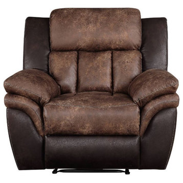 Microfiber Upholstered Recliner, Toffee and Espresso Finish