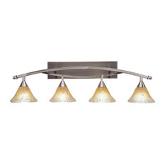 Bow 4 Light Bath Bar, 7" Amber Crystal Glass