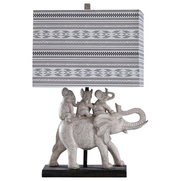 Dapple Family of Elephants Table Lamp, Gray and Brown Finish