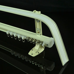 CHR8025 Ivory Wall Mounted Double Curtain Tracks Rails with Valance Track - Window Treatment Accessories