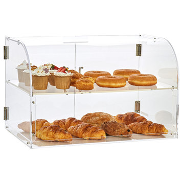 VEVOR 2-Tier Acrylic Bakery Display Case Countertop Donut Pastry Case Rear Door