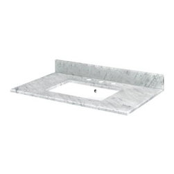 Pegasus - Pegasus 31 in. W Marble Bathroom Vanity Top with trough sink and 8 in. Faucet Sp - Bathroom Vanities And Sink Consoles