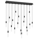Blackjack Lighting - Seraph 38" Linear Pendant, Clear, Matte Black - Dimmable Seraph pendants with Clear Seraph hang 9" to 76" from ceiling Dimmable, damp location rated, replaceable light source