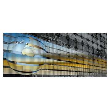 Digital Representation Of The Earth With Grid Lines And Binary Digits Print