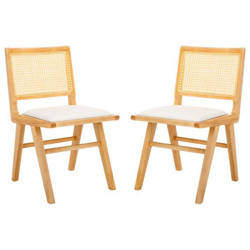 Safavieh Couture Hattie French Cane Cushion Dining Chair, Set of 2, Natural