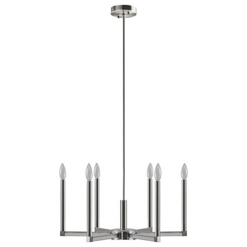INK+IVY Renzetti Contemporary 6-Light Candle Style Chandelier, Silver