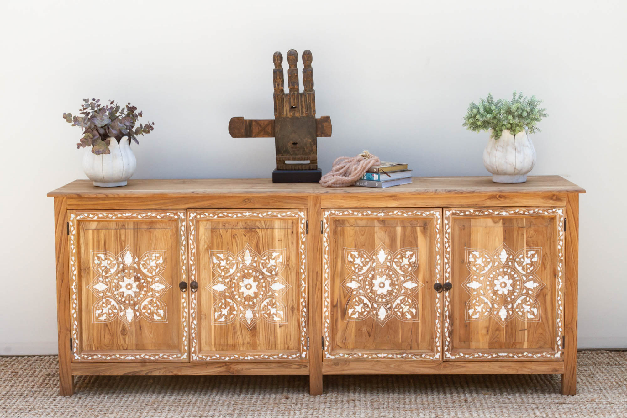 84" Long Damascus Mother Of Pearl Inlay Sideboard