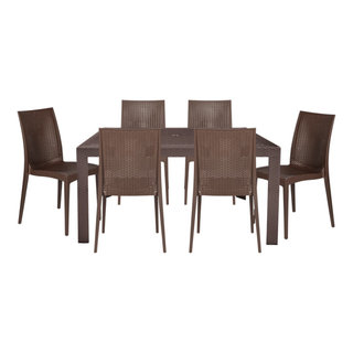 Mace 7-Piece Outdoor Dining Set with Rectangular Table and Stackable ...