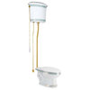 White Porcelain High Tank Pull Chain Toilet Elongated Bowl and Brass L-Pipe