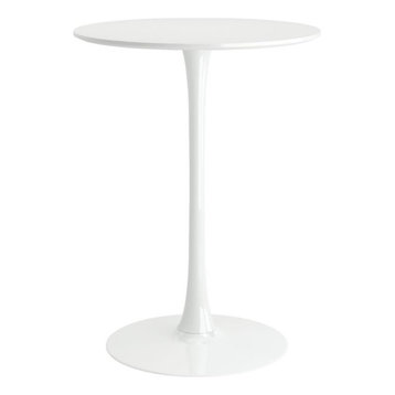 Aron Living Rose 35.5" Round Mid-Century Wood Top Bar Table in White