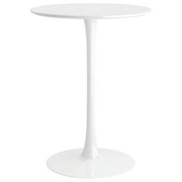 Aron Living Rose 35.5" Round Mid-Century Wood Top Bar Table in White