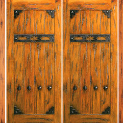 Exterior Prehung Double Door with Two Sidelites, Knotty Alder - Front Doors