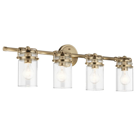 Brinley 5" Clear Glass Champagne Bronze, Vanity Light, 4-Light
