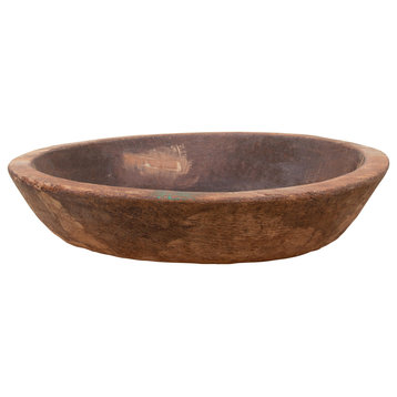 Large Rustic Brown Wood Bowl