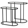 Celine Set of Two Black/Silver Metal and Glass Nesting Accent Tables