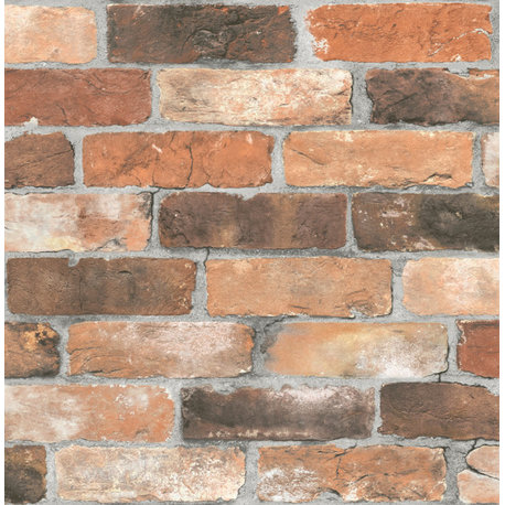 Reclaimed Bricks Orange Rustic Wallpaper, Bolt