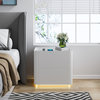 Modern Night Stand with Human Induction Atmosphere Lamp, White, Includes Wireless Charging