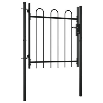 vidaXL Fence Gate Metal Fence Post for Outdoor Patio 39.4"x29.5" Single Door