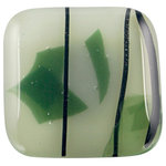 Glass Storm Studios - Summer Handmade Knob - Knobs measure approximately 1.25" square and pulls measure approximately .75" x 4.25" with a 3" center to center. Hardware has a brushed nickel finish and uses a standard 8-32 screw.