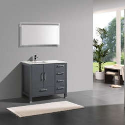 36" Matte Grey with Quartz Counter Top - Bathroom Vanities And Sink Consoles