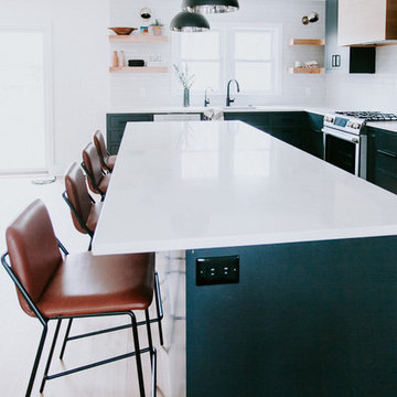 Counter-to-Ceiling White Brick Backsplash