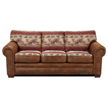 American Furniture Classics Traditional Microfiber Deer Valley Sofa in Brown
