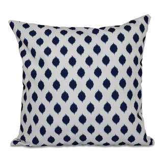 Ikat Dots 18 X 18 inch Cream and Dark Blue Throw Pillow