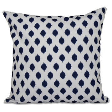 Cop-Ikat Geometric Print Outdoor Pillow, Spring Navy, 18"x18"