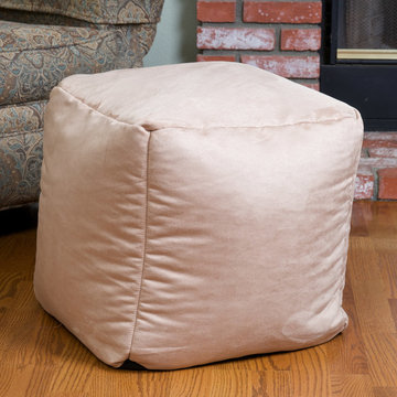 Modern Living Space w/ Microfiber Square Kids Bean Bag, Tan