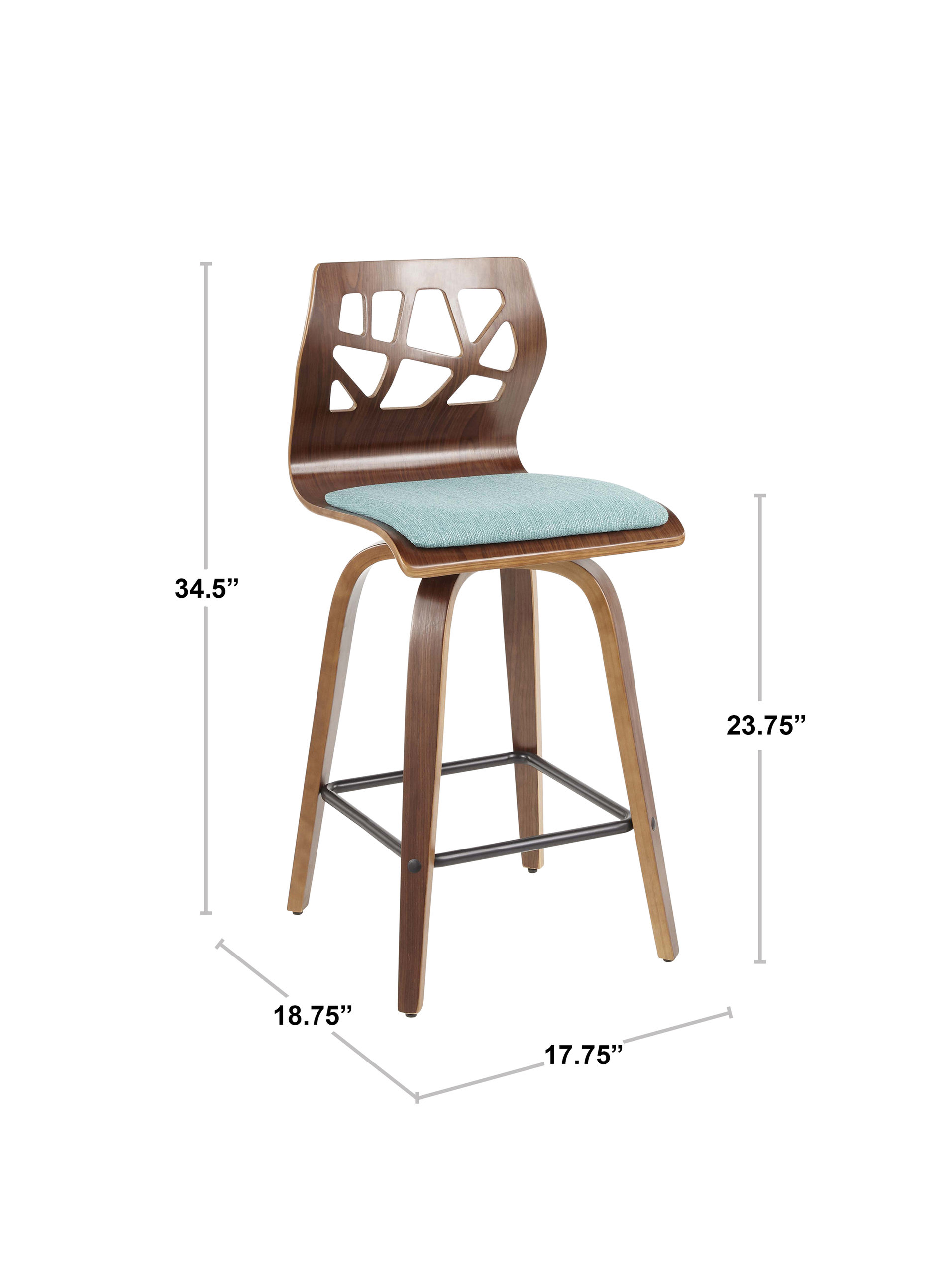 Folia Counter Stool, Set of 2, Black Pu