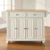 Cambridge Natural Wood Top Kitchen Island, White Finish