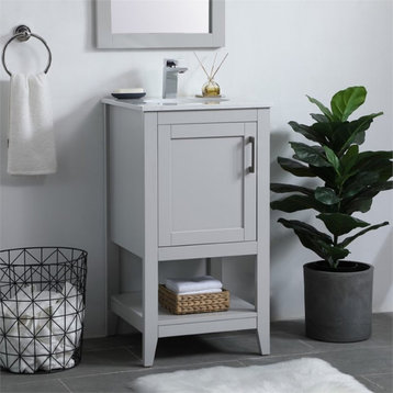 Elegant Decor Aubrey 18" Single Quartz Top Bathroom Vanity in Gray