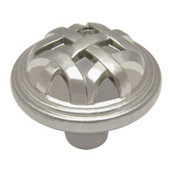 Cosmas - Cosmas 7064SN Satin Nickel Braided Cabinet Round Knob, 1-1/4" Diameter, Set of 5 - Cabinet And Drawer Knobs
