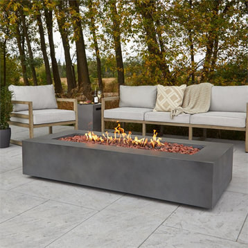 Real Flame 70" Rectangle LP Fire Table with Gas Conversion Kit in Slate Gray