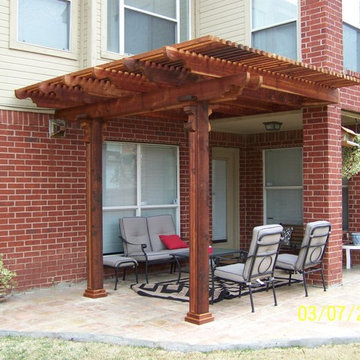 Stained Cedar Lattice Patio Extension