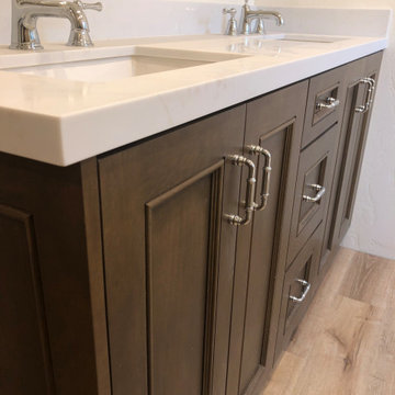 Custom Handcrafted Bathroom Vanity, Medium Wood Stain