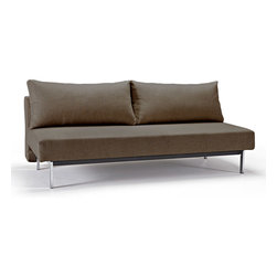 "Innovation" Sly Sleek Dark Khaki Sofa Bed / Chrome Legs - Sofas