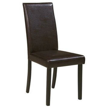 Ashley Kimonte Faux Leather Dining Side Chair in Brown Mahogany