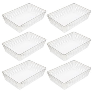 6-Pack Plastic Storage Baskets for Office Drawer, Desk, 32-1182-6, Clear