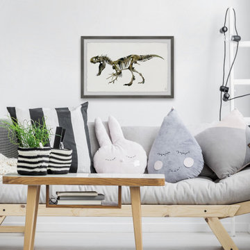 "Angry T-Rex Skeleton" Framed Painting Print