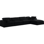 Meridian Furniture - Serene Linen Textured Fabric Deluxe Comfort 5-Piece L-Shaped Sectional, Black - There's lots to love about the Serene linen textured deluxe cloud-like comfort modular collection, and this piece is not an exception. The soft black linen textured fabric is cozy and sleek to the touch while the overstuffed down/feather cushions provide gentle support so you can relax and unwind like a VIP. Customize your seating with this modular set by adding the pieces you like most. Latches under each piece make it easy to snap them into position for a look that's modern yet welcoming.