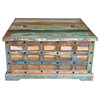 Rustic Plaid Reclaimed Wood 36" 5-Drawer Coffee Table Chest