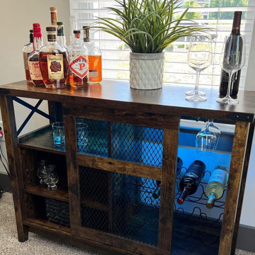 Houzz | Buffet Cabinet Wine Glasses Storage Rack with LED Light