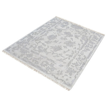 Harappa Handknotted Wool Rug, Silver And Ivory