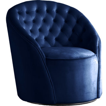 Alessio Velvet Upholstered Accent Chair, Navy